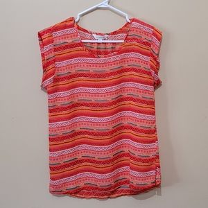 Charming Charlie Sheer Patterned Sleeveless Top